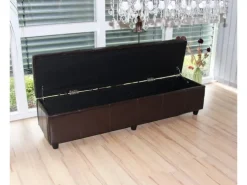 BERLINLODGE Sitzbank Mit Aufbewahrung Lars XXL 45x180x45cm Rot Kunstleder