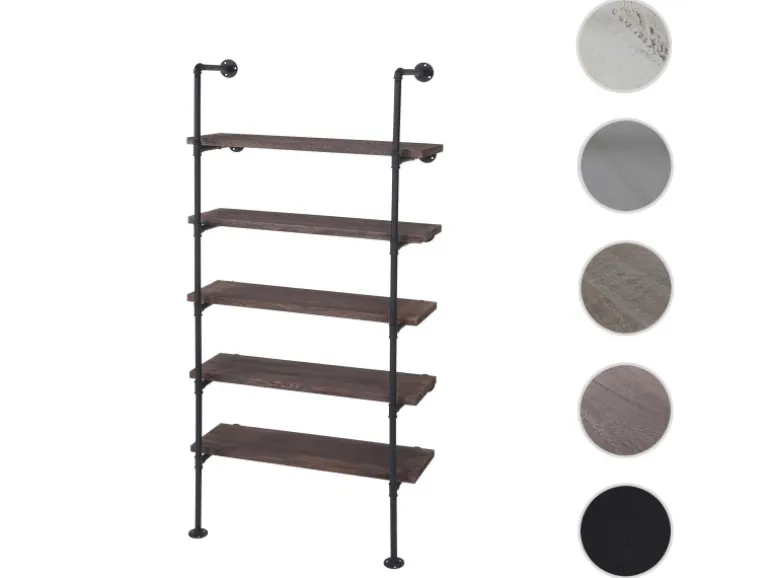 BERLINLODGE Standregal HxBxT 165x80x28cm Industriedesign Holz Metall Grau-Braun Wohnregal Bücherregal Ablageregal
