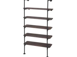 BERLINLODGE Standregal HxBxT 165x80x28cm Industriedesign Holz Metall Braun Wohnregal Bücherregal Ablageregal