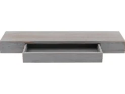 BERLINLODGE Wandregal HxBxT 8x80x25cm Schweberegal Wandboard Hängeregal Regal Schublade Massiv-Holz Grau Shabby