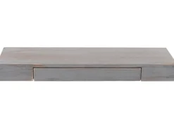 BERLINLODGE Wandregal HxBxT 8x80x25cm Schweberegal Wandboard Hängeregal Regal Schublade Massiv-Holz Grau Shabby