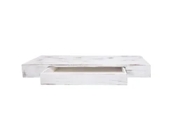 BERLINLODGE Wandregal HxBxT 8x80x25cm Schublade Massiv-Holz Weiß Shabby Schweberegal Wandboard Hängeregal Regal