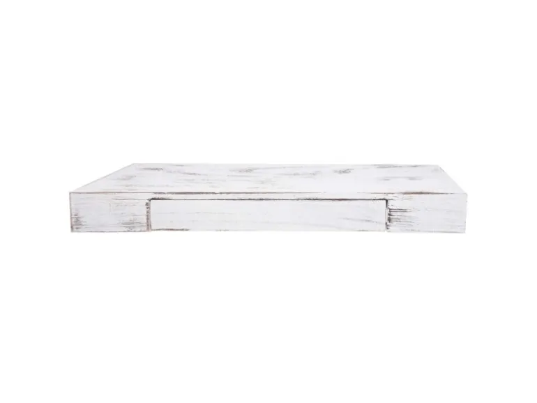 BERLINLODGE Wandregal HxBxT 8x80x25cm Schublade Massiv-Holz Weiß Shabby Schweberegal Wandboard Hängeregal Regal