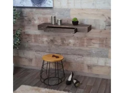BERLINLODGE Wandregal HxBxT 8x80x25cm Schublade Massiv-Holz Weiß Shabby Schweberegal Wandboard Hängeregal Regal