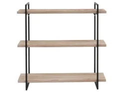 BERLINLODGE Wandregal HxBxT 60x60x18cm 3 Regalböden Massiv-Holz Industrial Natur Hängeregal Schweberegal