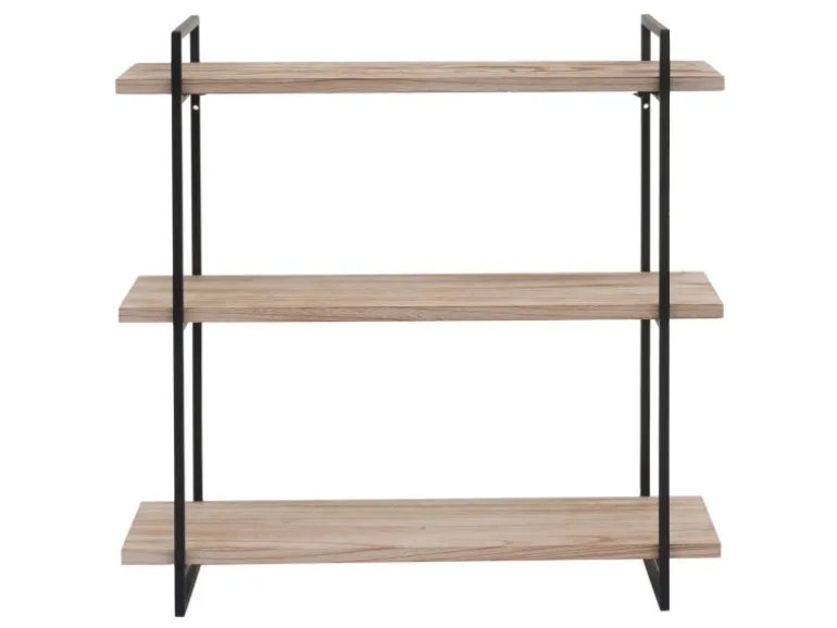 BERLINLODGE Wandregal HxBxT 60x60x18cm 3 Regalböden Massiv-Holz Industrial Natur Hängeregal Schweberegal