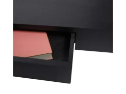 BERLINLODGE Wandregal HxBxT 8x80x25cm Schublade Massiv-Holz Schwarz Schweberegal Wandboard Hängeregal Regal
