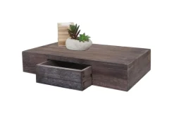 BERLINLODGE Wandregal Ilse HxBxT 8x40x25cm Regal Hängeregal Mit Schublade 40cm Braun Shabby