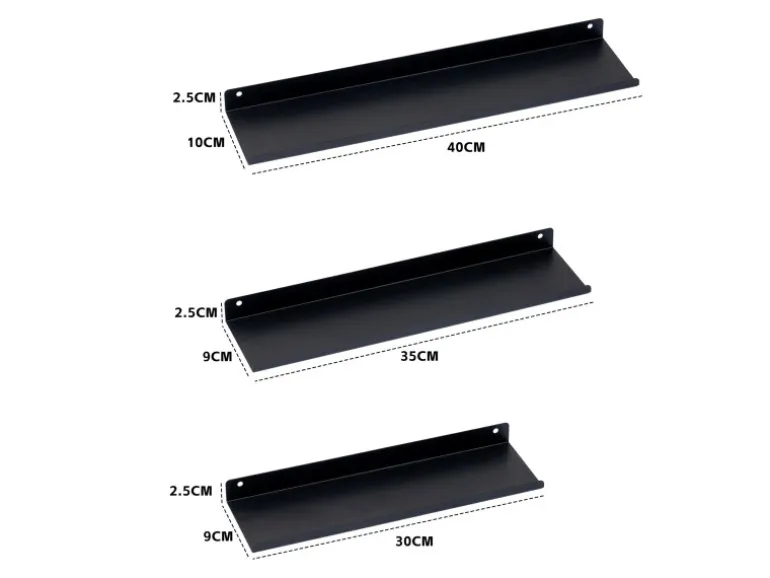 BERLINLODGE Wandregal Metall 3er Set Matte Schwarz Schweberegal Wandboards Bücherregal 3-Teiliges Hängeregal Wanddeko