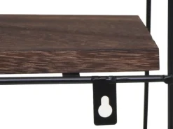 BERLINLODGE Wandregal Rund HxBxT 45x45x11cm 4 Regalböden Metall Massiv-Holz Industrial Dunkelbraun Hängeregal Schweberegal Regal