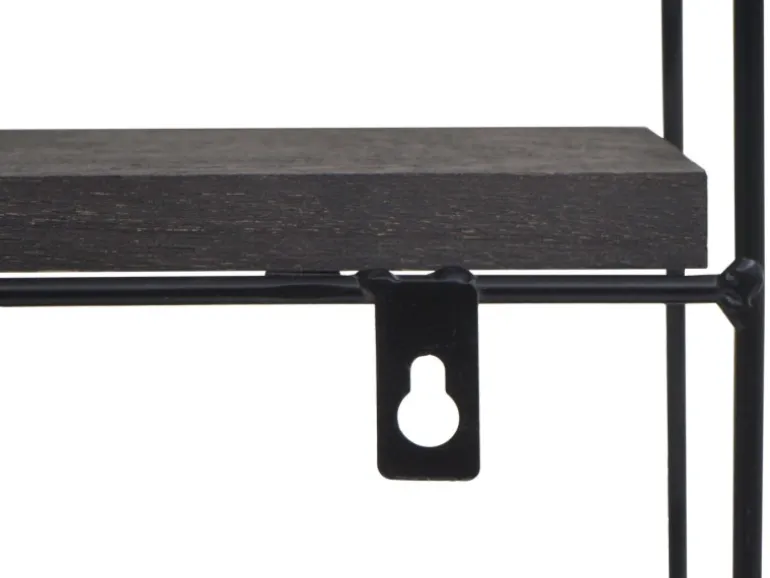 BERLINLODGE Wandregal Rund HxBxT 45x45x11cm 4 Regalböden Metall Massiv-Holz Industrial Dunkelgrau Hängeregal Schweberegal Regal
