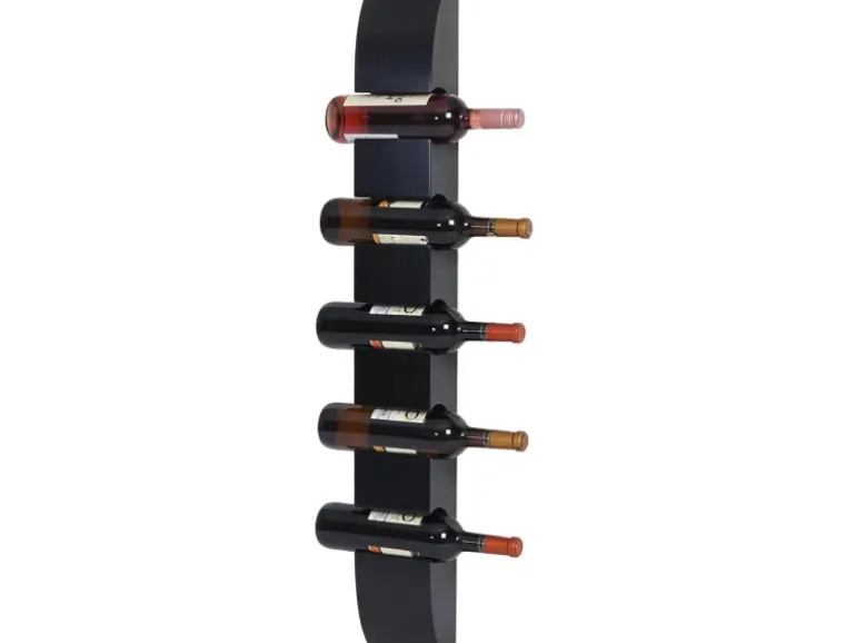 BERLINLODGE Weinregal Für 5 Flaschen HxBxT 99x13x9cm Schwarz Flaschenregal Wandregal Flaschenhalter