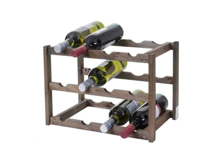 BERLINLODGE Weinregal Für 12 Flaschen HxBxT 30x42x26cm Tanne 3 Böden 1 Stück Flaschenregal Weinständer Weinhalter