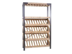 BERLINLODGE Weinregal Für 40 Flaschen Zubehör Und Gläser HxBxT 189x114x39cm Massivholz Flaschenregal Flaschenhalter Barschrank Weinständer