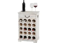 BERLINLODGE Weinregal Mit Schublade Flaschenregal 20 Flaschen HxBxT 76x48x31cm Shabby-Look Vintage Weiß