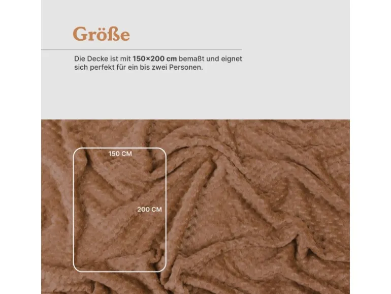 Bestgoodies Kuscheldecke 150 x 200 cm Cashmere Soft Touch Popcorn Caramel