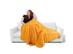 Bestgoodies Mikrofaser Decke Orange Apricot 210 x 280 cm