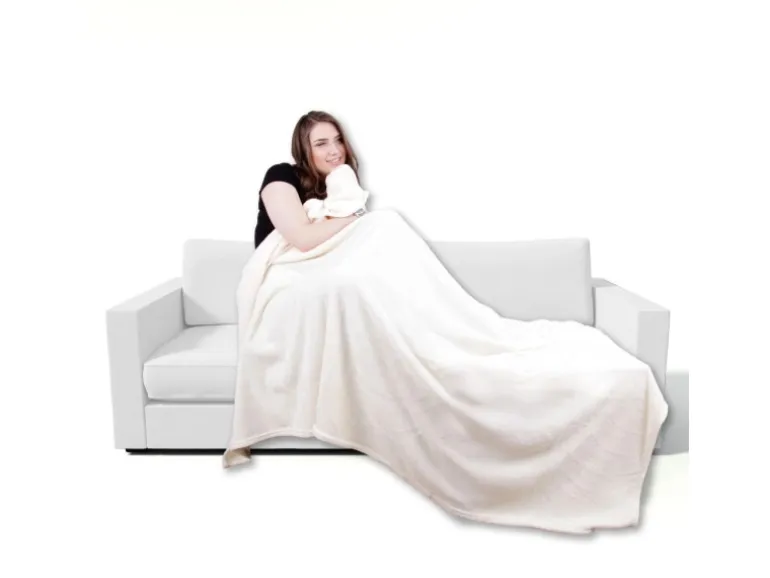 Bestgoodies Mikrofaser Decke Weiß Champagner 130 x 170 cm