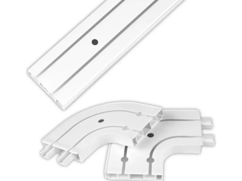 Bestlivings 480 cm Innenlaufschiene 2 Läufig & 2er Set Rundbogen / 4 x 120 cm