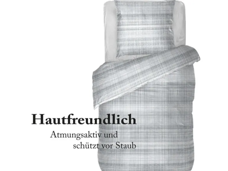 Bestlivings Bettwäsche Renforce 80 x 80 cm & 135 x 200 cm ZickZack Grau