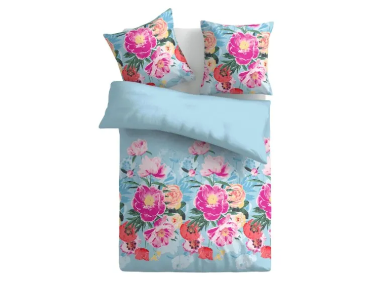 Bestlivings Bettwäsche Satin 80 x 80 cm & 135 x 200 cm Frühjahresblumen Blau