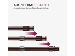 Bestlivings Cafehausstangen Braun 75 bis 125 cm & Klemmträger