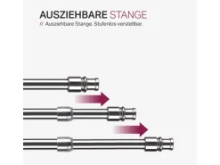 Bestlivings Cafehausstangen Glänzend Silber 75 bis 125 cm & Klemmträger