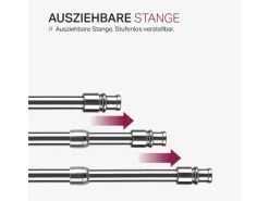 Bestlivings Cafehausstangen Glänzend Silber 125 bis 225 cm & Klemmträger