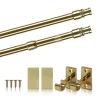 Bestlivings Cafehausstangen Messing Gold 75 bis 125 cm & Klemmträger