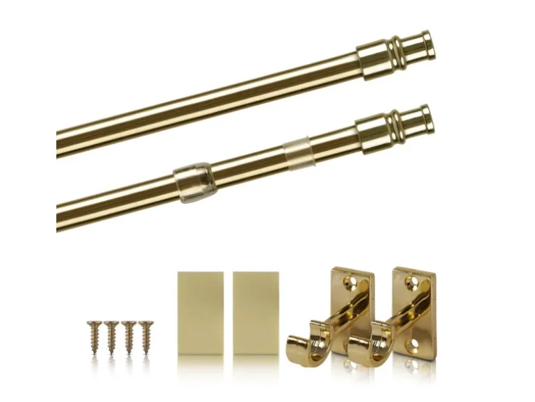 Bestlivings Cafehausstangen Messing Gold 75 bis 125 cm & Klemmträger