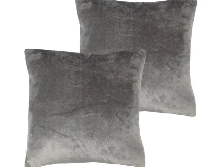 Bestlivings Dekokissen Kuschel Kissenbezug mit Reißverschluss 45 x 45 cm Anthrazit 2er Pack