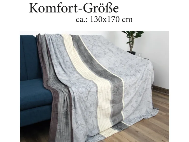 Bestlivings Flanell Kuscheldecke Soft Touch 130 x 170 Bella Casa Hellgrau Ranke