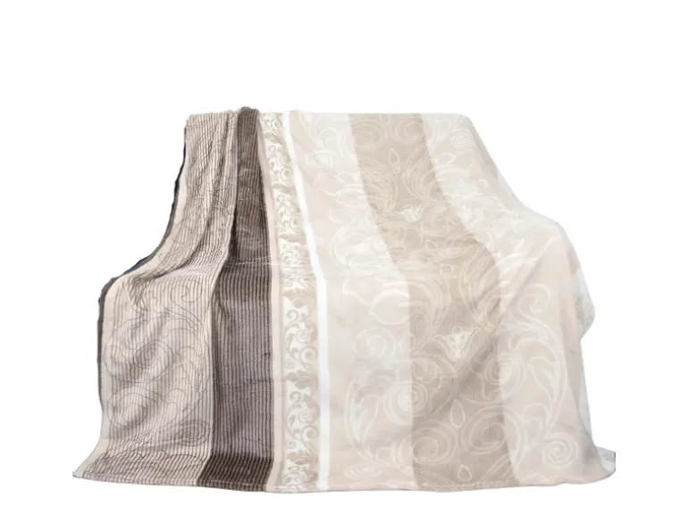 Bestlivings Flanell Kuscheldecke Soft Touch 130 x 170 Bella Casa Beige Ornament