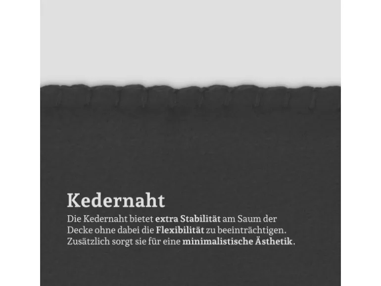 Bestlivings Fleecedecke Mit Kedernaht 130 x 170 cm Schwarz