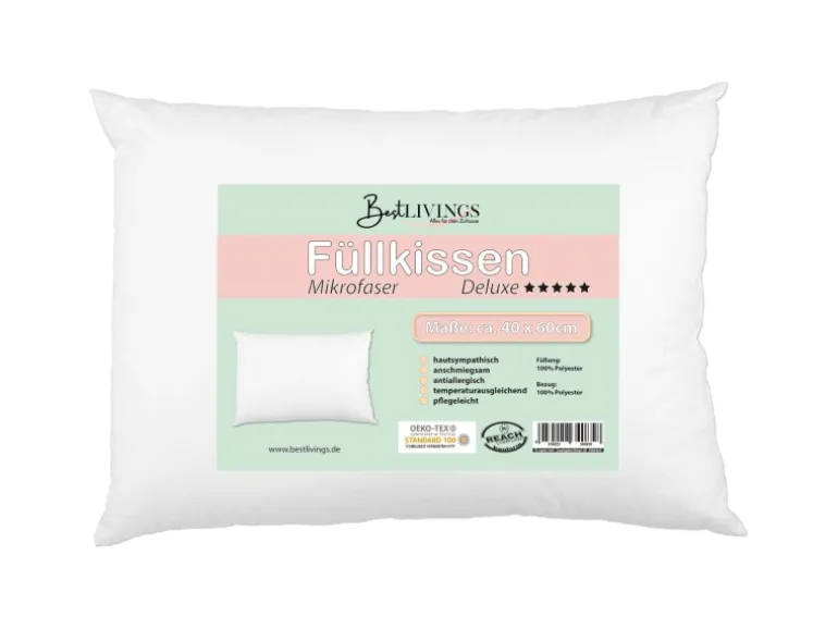 Bestlivings Füllkissen Mikrofaserbezug Inlett mit Polyesterfüllung 40 x 60 cm