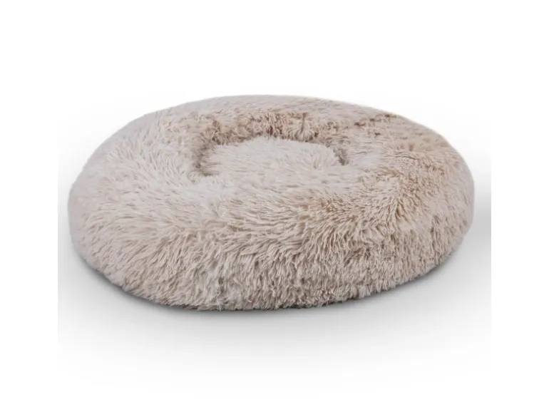 Bestlivings Haustierbett Fluffy Ø100cm Beige Hundekissen Öko-Tex Hundebett Katzenbett