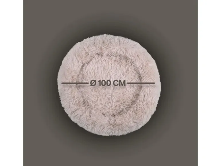 Bestlivings Haustierbett Fluffy Ø100cm Beige Hundekissen Öko-Tex Hundebett Katzenbett