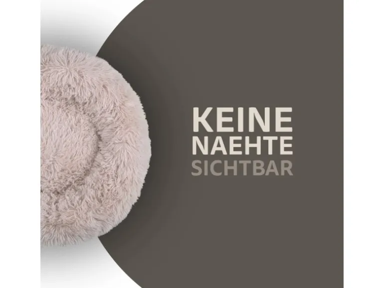 Bestlivings Haustierbett Fluffy Ø100cm Beige Hundekissen Öko-Tex Hundebett Katzenbett