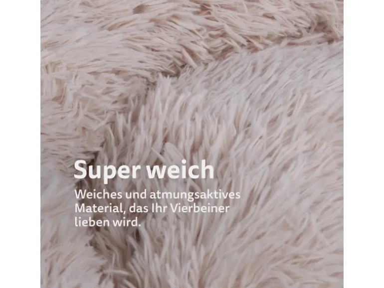 Bestlivings Haustierbett Fluffy Ø100cm Beige Hundekissen Öko-Tex Hundebett Katzenbett