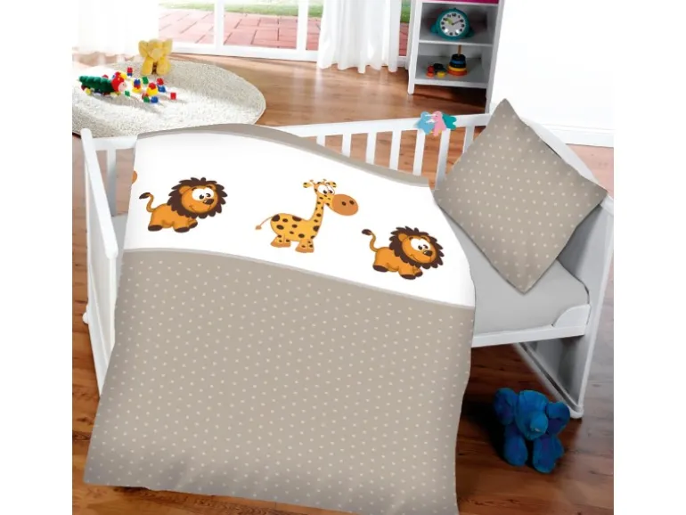 Bestlivings Kinder Bettwäsche 100 x 135 cm & 40 x 60 cm - Löwe & Giraffe