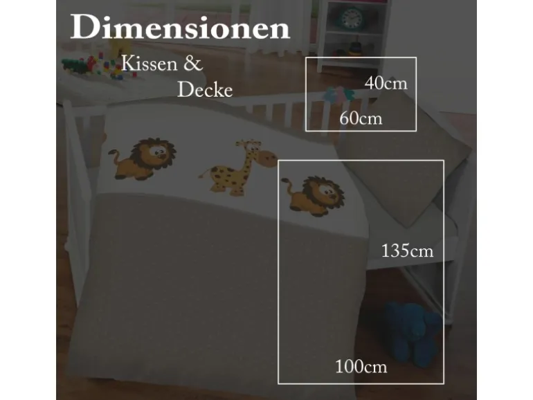 Bestlivings Kinder Bettwäsche 100 x 135 cm & 40 x 60 cm - Löwe & Giraffe