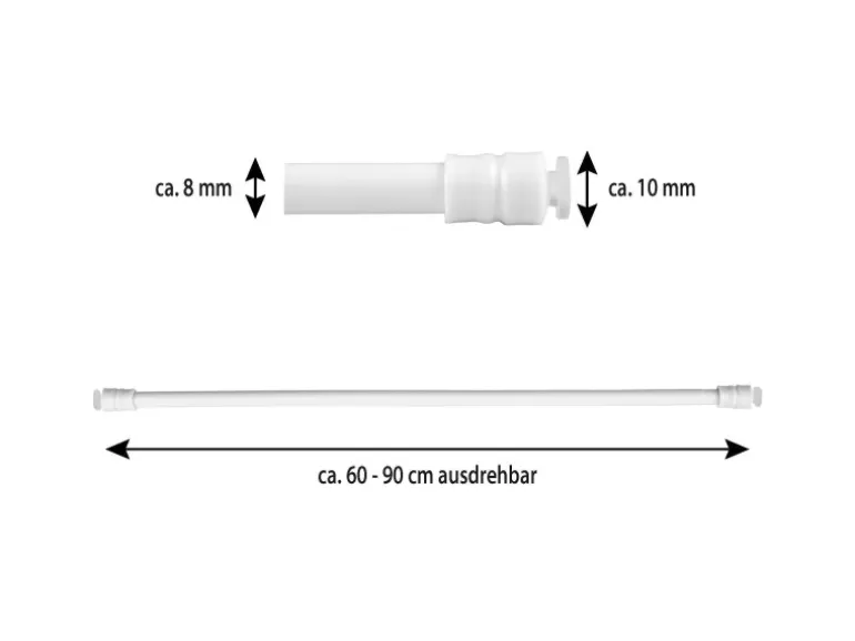 Bestlivings Klemmstange mit Schraubtechnik Weiß 60 bis 90 cm