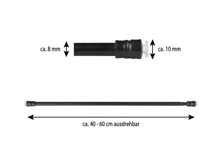 Bestlivings Klemmstangen mit Schraubtechnik Schwarz 40 bis 60 cm 4er Pack