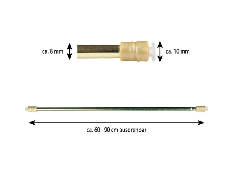 Bestlivings Klemmstangen mit Schraubtechnik Glänzend Gold 60 bis 90 cm 4er Pack