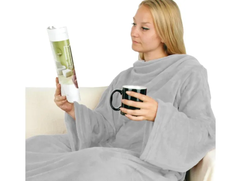 Bestlivings Kuscheldecke Mit Ärmeln Grau