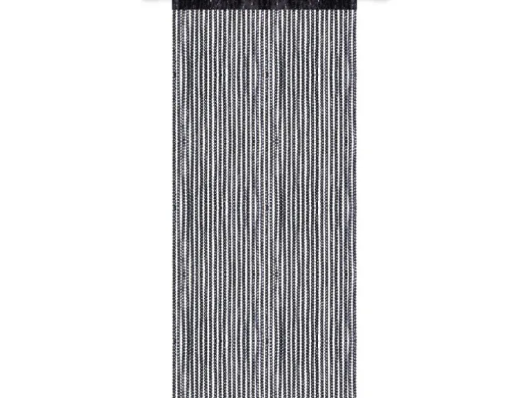 Bestlivings Metall Optik Fadenvorhang Trennvorhang Gardine Stangendurchzug ca. 90 cm x 250 cm Schwarz