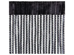 Bestlivings Metall Optik Fadenvorhang Trennvorhang Gardine Stangendurchzug ca. 90 cm x 250 cm Schwarz