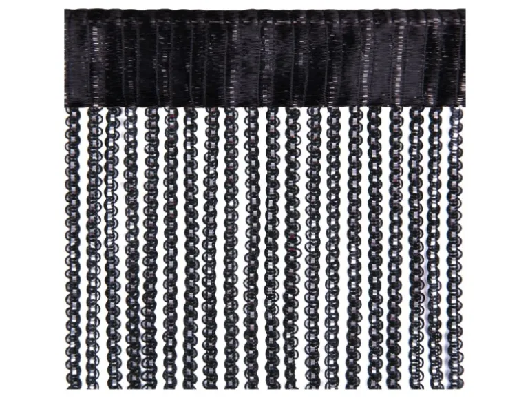 Bestlivings Metall Optik Fadenvorhang Trennvorhang Gardine Stangendurchzug ca. 90 cm x 250 cm Schwarz
