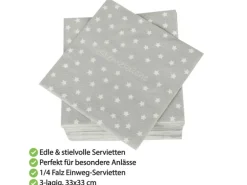 Bestlivings Servietten 33 x 33 cm Sterneküche 3 Lagig 120er Pack