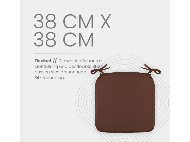 Bestlivings Stuhlkissen Canvas Schoko 38 x 38 x 2 cm 2er Pack